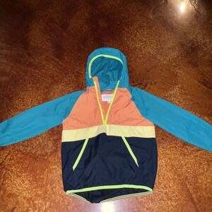 Gymboree Go Outside Boys Colorblock Windbreaker Hooded Jacket XS 4 Teal Orange